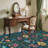 Floral Machine Washable Rug Non-Slip Farmhouse Floor Cover, Stain-Resistant Low Pile Indoor Carpet Mat for Living Room-976011403