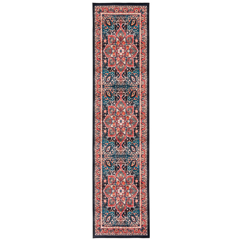 Manado Oriental Red/Navy Area Rug, Runner 2'2" x 9'