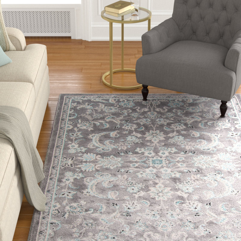 Tapis de style oriental gris fossile Kinsley, Rectangle 9 pi 3 po x 12 pi 6 po