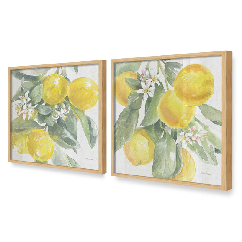Ensemble de 2 impressions Lemon Grove Glow, Impression encadrée, Érable, 36 po x 36 po