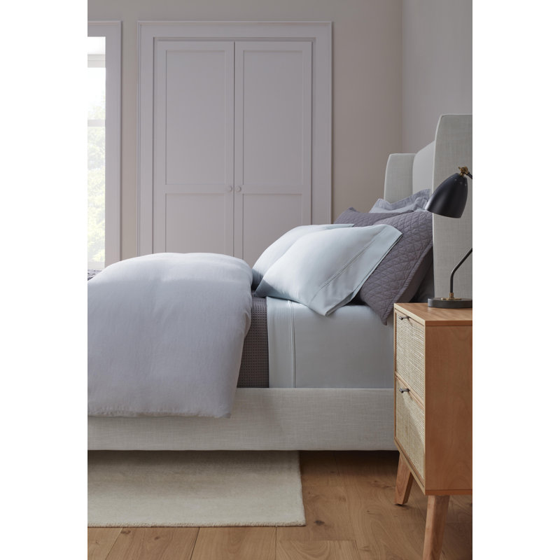 Couverture en coton gaufré uni, Double / Grand, Gris anthracite