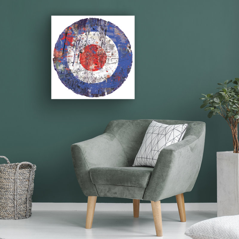 «Mod Bullseye» patiné sur toile par RetroPlanet, H 14 po x l 14 po x P 2 po