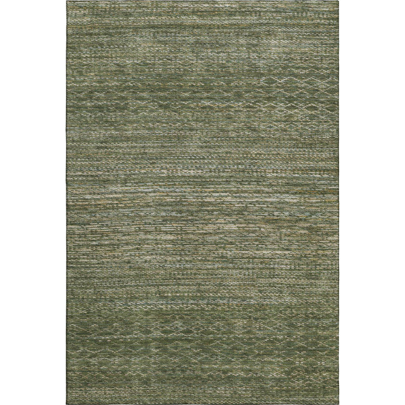 Premium Machine Washable Mayfield AMF2150 Striped Rug, Fern, Rectangle 2'6" x 3'10"
