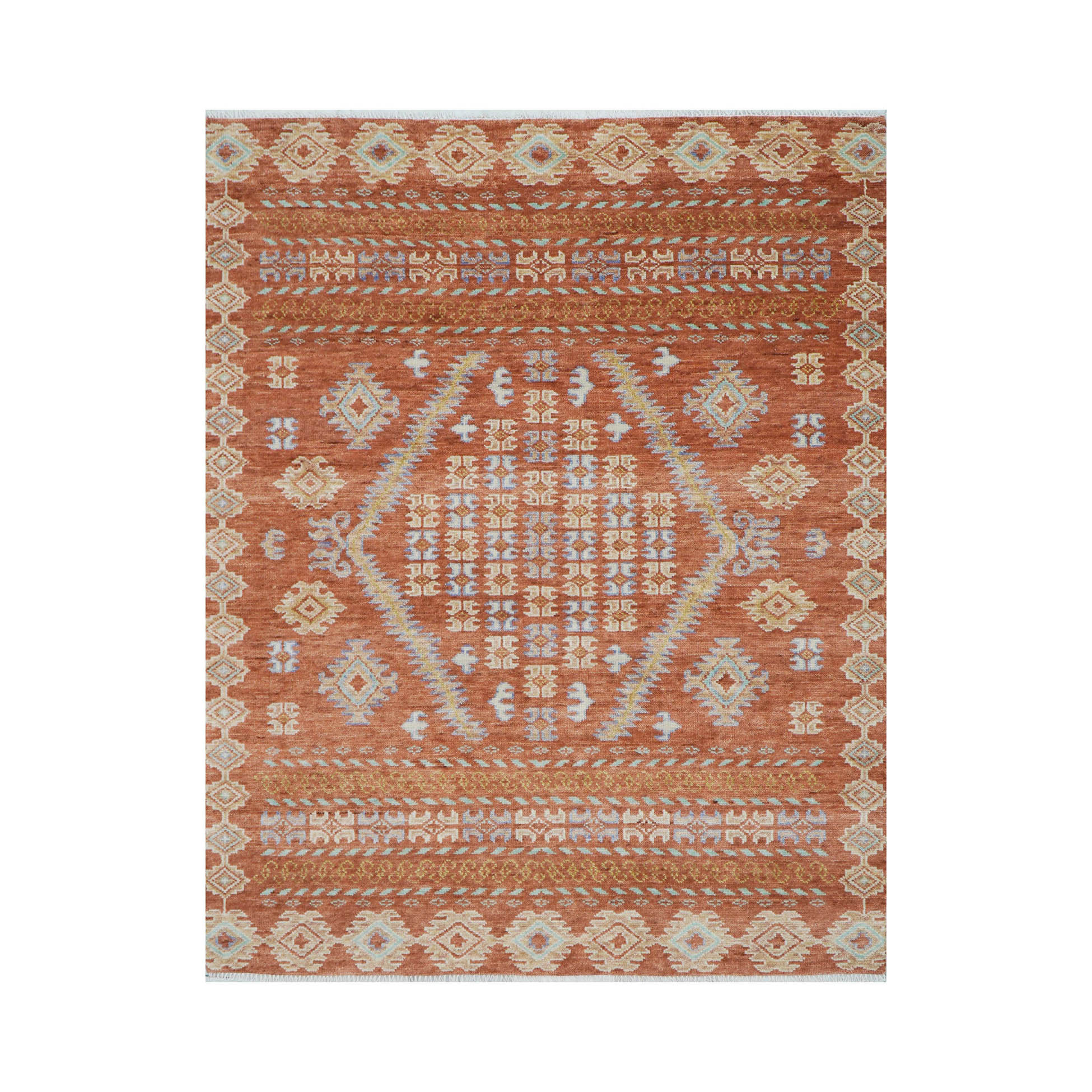 Foundry Select Handmade Hand-Knotted Wool Teracotta Rug | Wayfair
