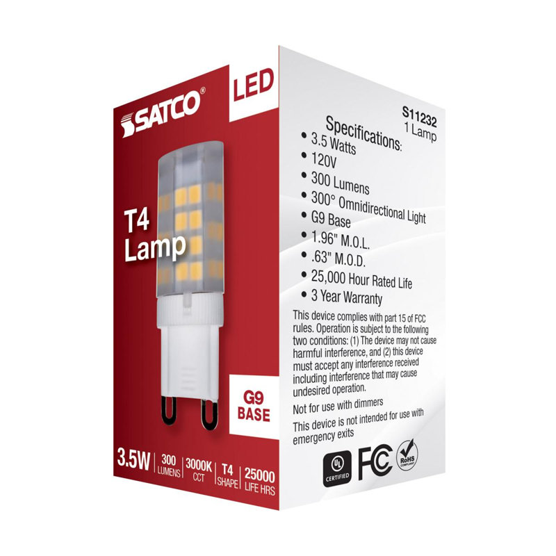3.5 Watt White LED Bulb, 3000K