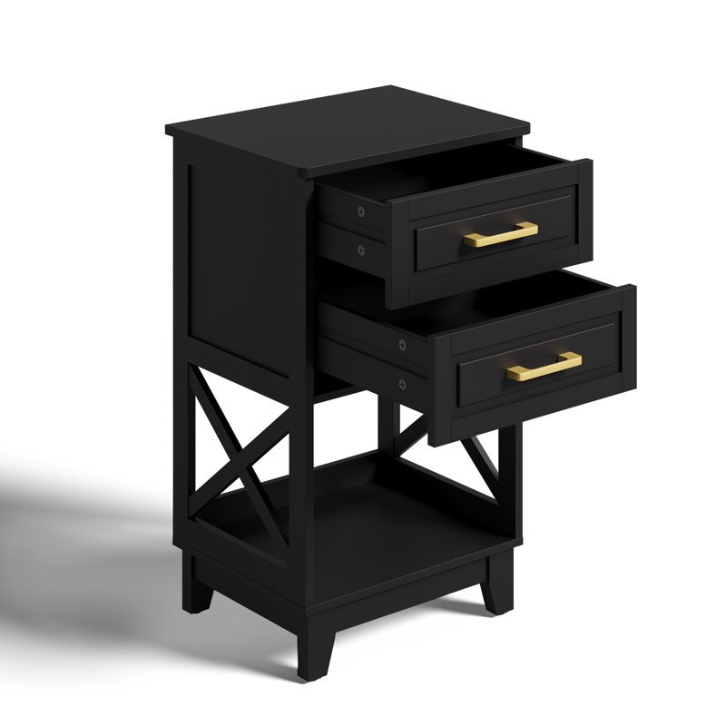 Havelka 2-Drawer Nightstand, Black, Set of 2