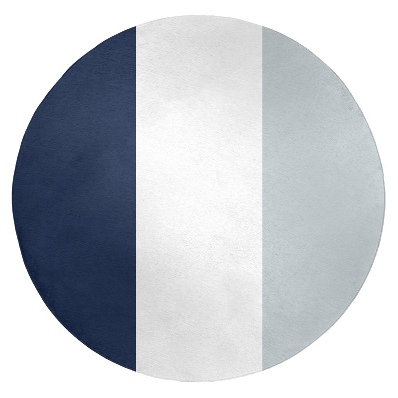 Tapis à rayures bleu marine/blanc/gris anthracite New York, Rond 5 pi