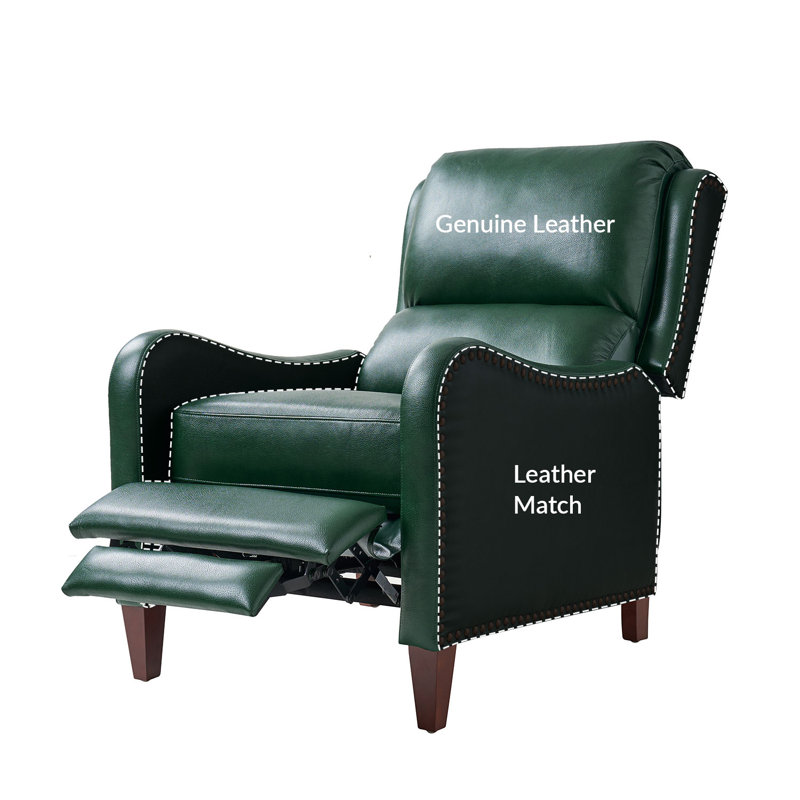 Beecher 28.75" Wide Leather Club Recliner, Green Full Grain Leather