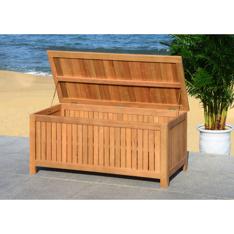 Abri Natural Teak Eucalyptus 47.6 Inch Outdoor Deck Box