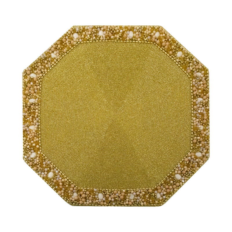 Octagon Hand Beaded Placemat, Gold