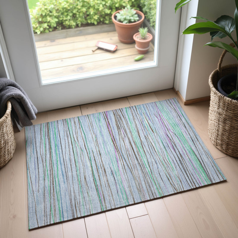Premium Machine Washable Harjo AMF1603 Stripes Rug, Rectangle 1'8" x 2'6"