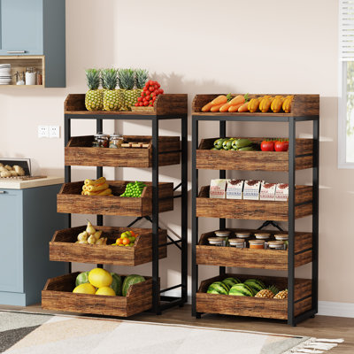 Rangement de cuisine à 5 niveaux avec support à fruits et légumes (ensemble de 2)