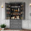 Garde-manger Farmhouse avec 3 tablettes réglables, 8 tablettes de porte et 3 tiroirs-248305356