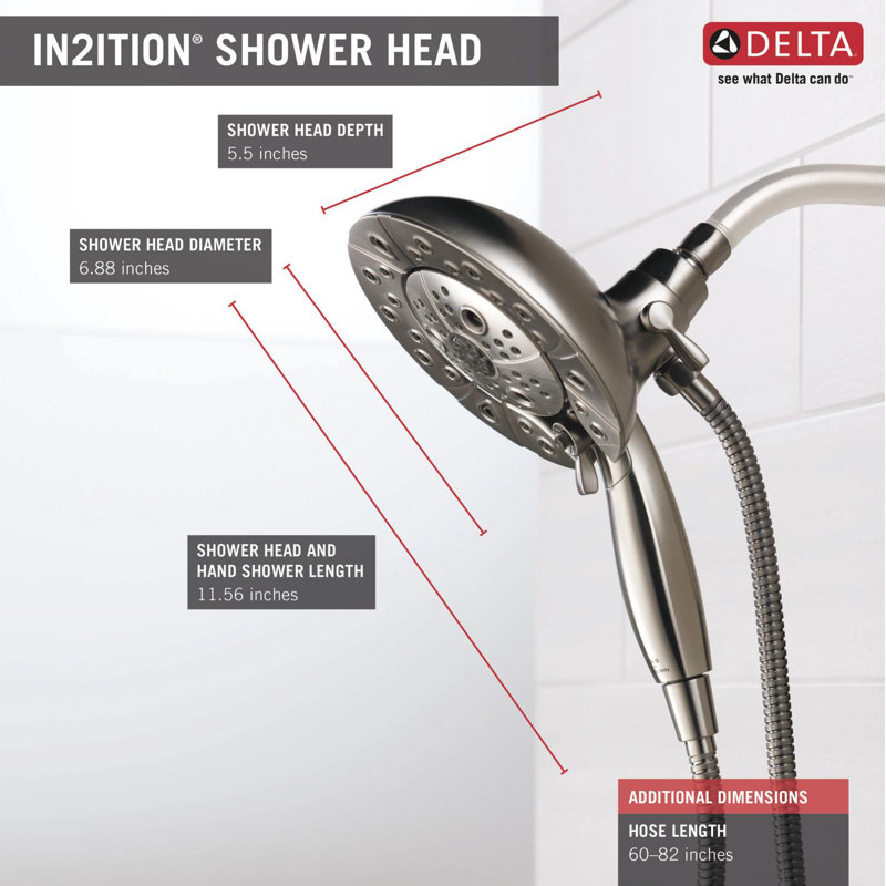 Universal Showering Components Fixed Shower Head with H2Okinetic Technology, Brilliance Stainless