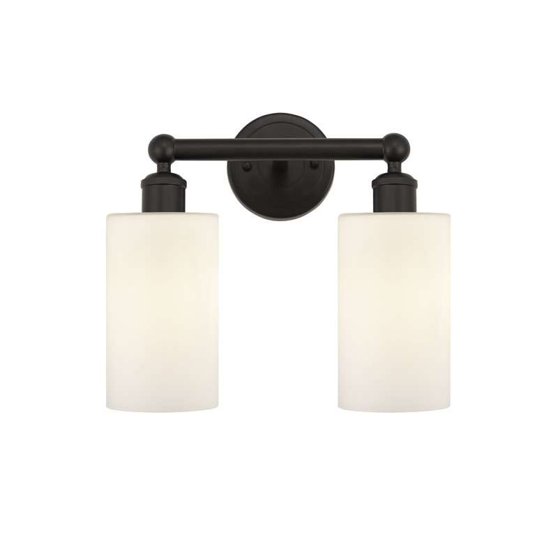 Éclairage pour meuble-lavabo à 2 lumières 12,875 pouces Caldello, Blanc mat, Bronze huilé