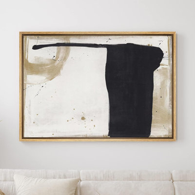 Mid Mid Century IDea4WALL, impression sur toile encadrée, peinture noire et brune, collage, formes abstraites, illustrations, art moderne, décoratif, chic, minimaliste pour le salon, la chambre à coucher, le bureau, impression sur toile