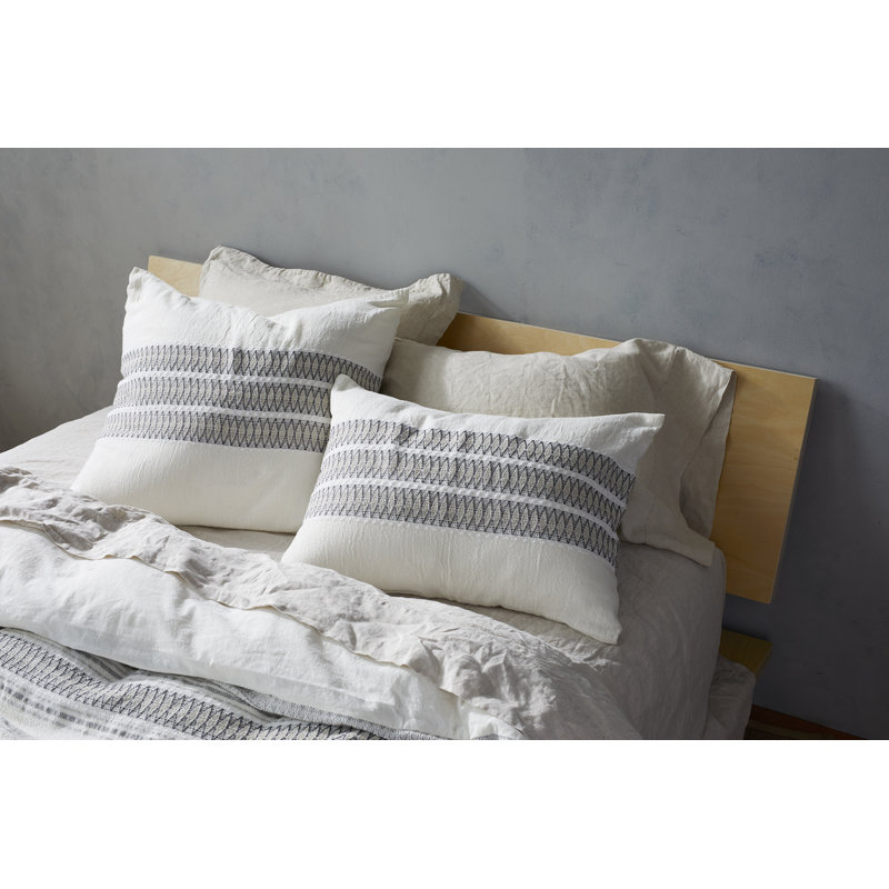 Lost Coast Organic Geometric Sham Set, Standard, Soft White/Deep Graphite