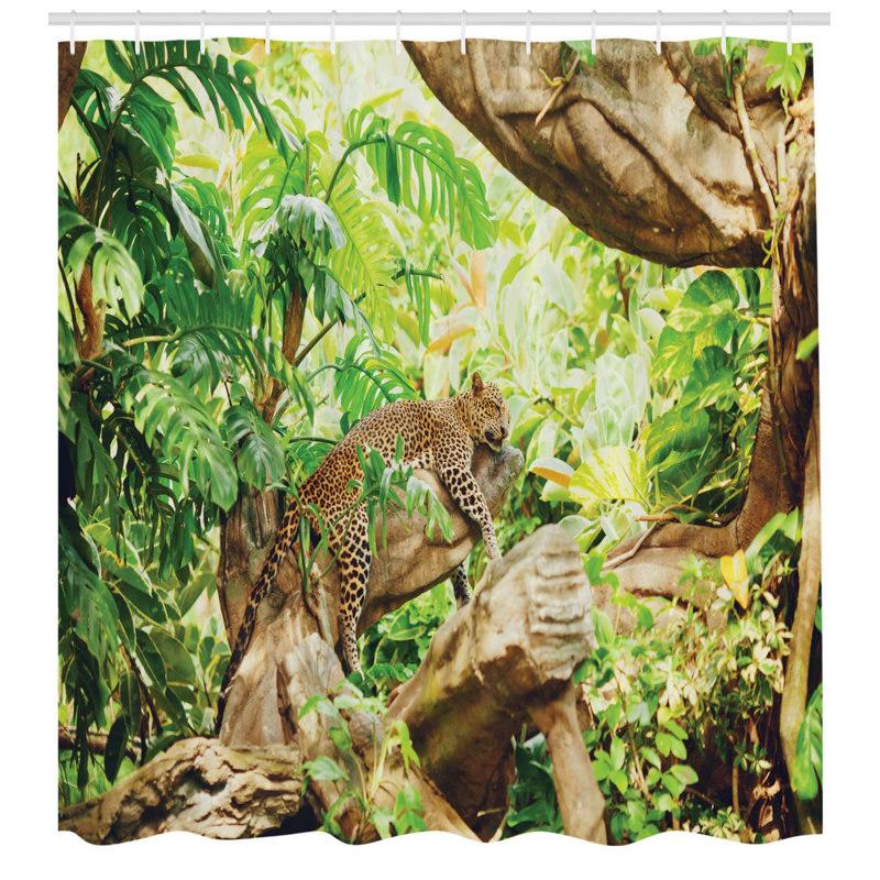 Ensemble de rideau de douche et crochets Safari, H 69 po x l 105 po