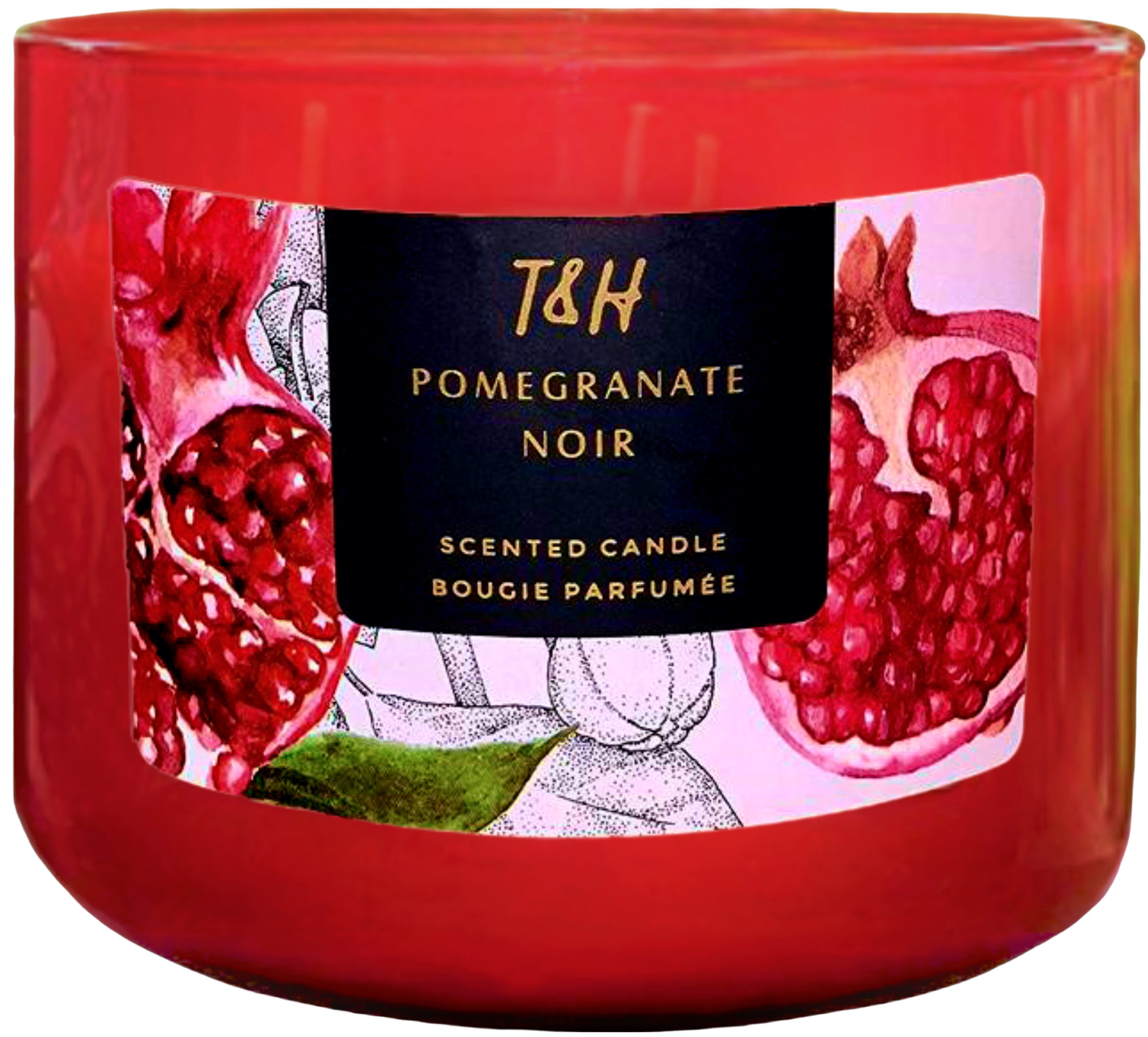 T&H Wholesalers Pomegranate Noir Candle 3 Wick Scented Candle with