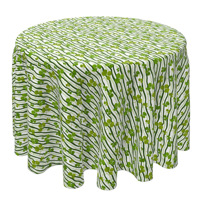Round Striped Cotton Twill Tablecloth