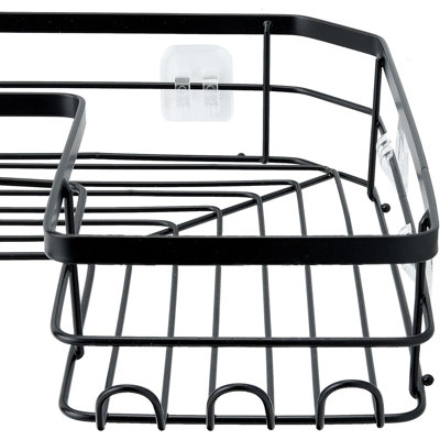 Amazon Basics Corner Shower Caddy Organizer - Black - Stainless Steel, 3-Pack Set