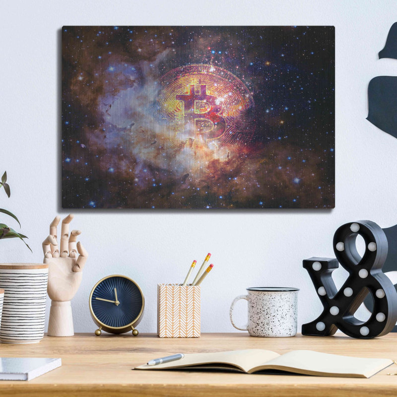 «Bitcoin Nebula», art mural en métal, H 12 po x l 16 po