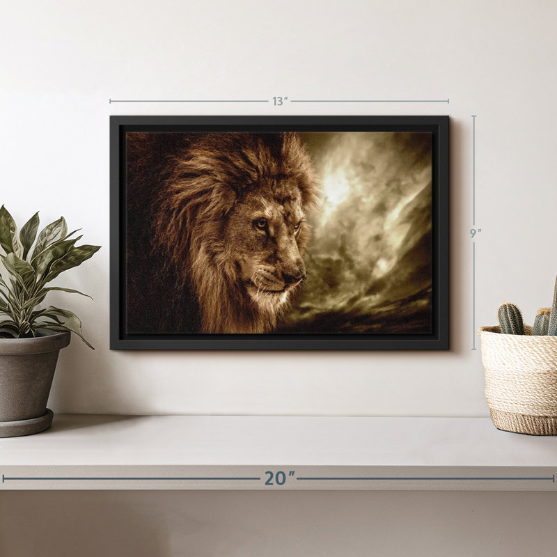 Animal "Art mural lion orageux", H 9 po x l 13 po