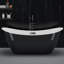 Baignoire autoportante en acrylique de 59 pouces - Baignoire de trempage contemporaine pour adultes avec bonde et trop-plein, finition noire et blanche, facile à installer, baignoire spa