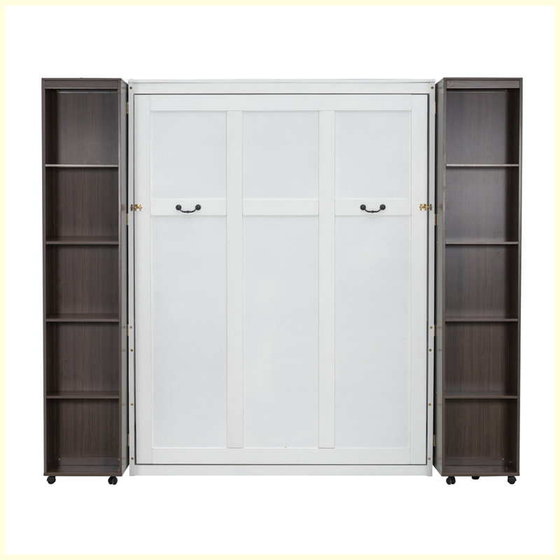 Lit escamotable moderne avec portes de rangement, Espresso
