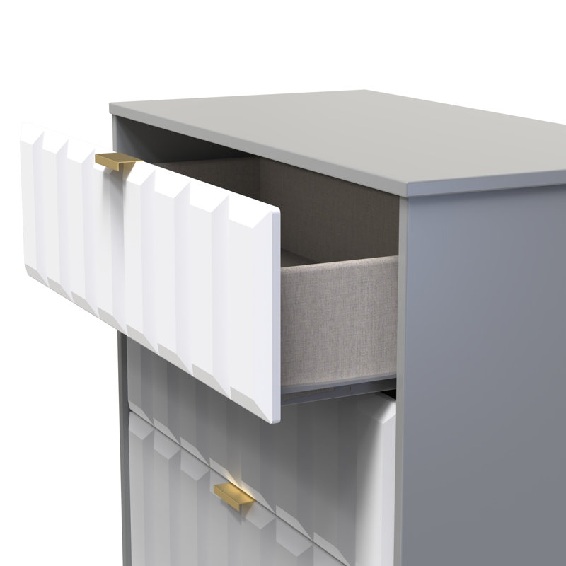 Besian 77cm W 3 - Drawer Chest of Drawers, White Matt/Dusk Grey