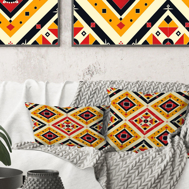 Coussin Red Aztec Tiles III - Tiles, H 16 po x l 16 po