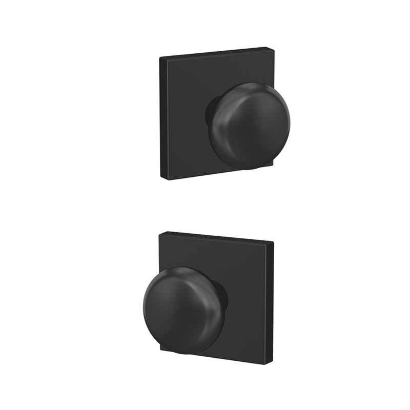Plymouth Non-Turning Knob with Collins Trim, Matte Black