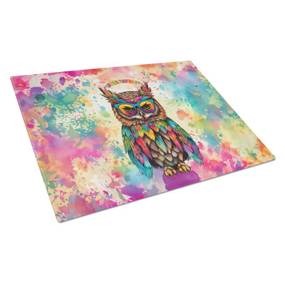 Hippie Animal Owl Glass Cutting Board