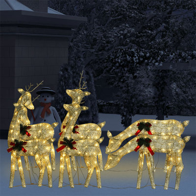6 Piece Mesh Christmas Reindeers Lighted Display Set