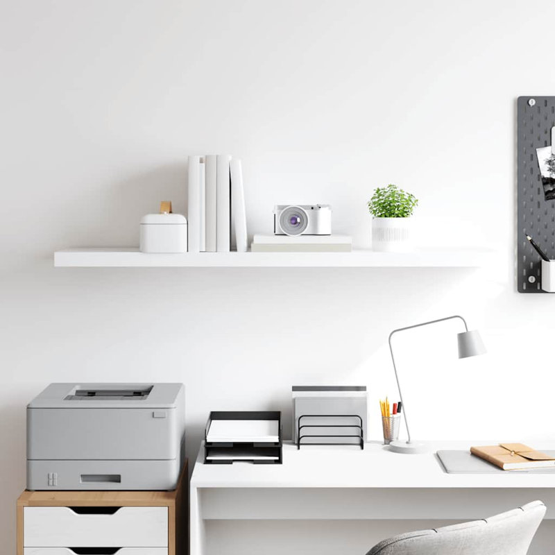 Tablette murale, Blanc, H 1,5 po x l 9,3 po x P 47,2 po