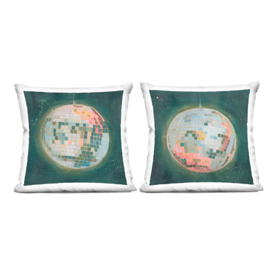 Stupell Industries Disco Balls with Vivid Hues Design by Grace Popp  Throw Pillow (Set of 2)