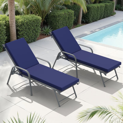 Adjustable Aluminum Outdoor Chaise Lounge Chairs With Removable Cushions (Set Of 2)