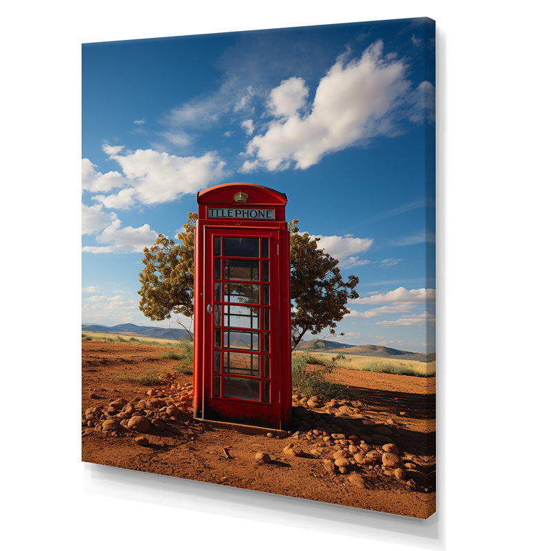 Latrayvion, cabine téléphonique rouge - Connections isolées - reproduction sur toile, H 20 po x l 12 po x P 1 po