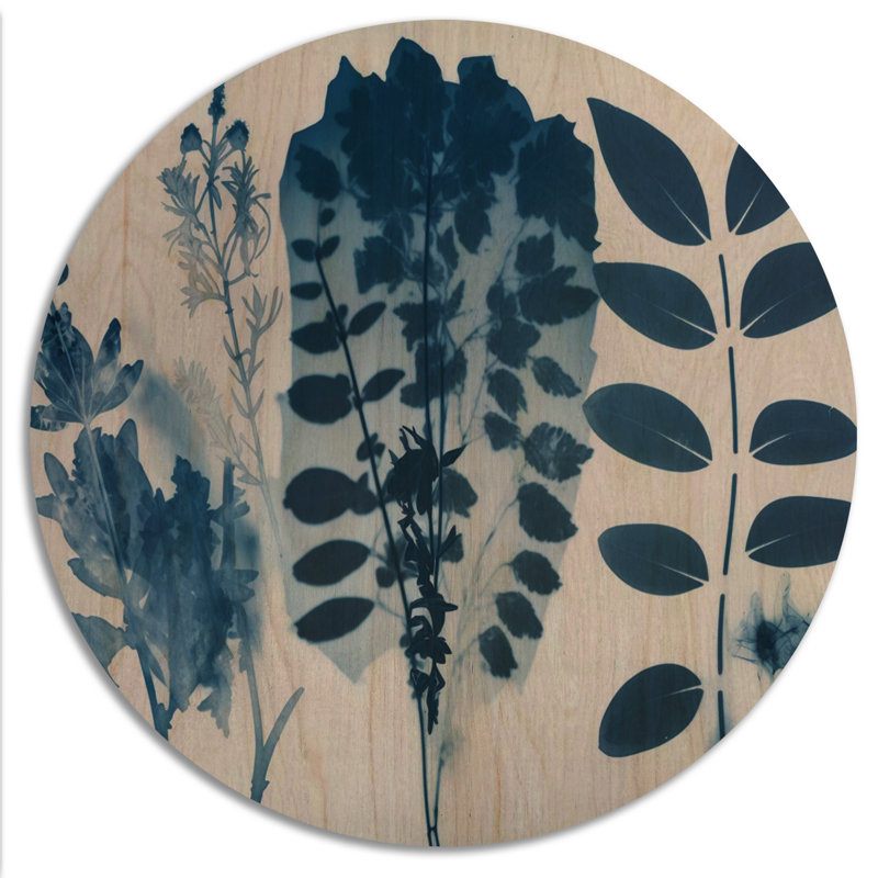 Fleurs sauvages rétro dans les tons de bleu VII - Art mural floral en bois - Bois de pin naturel, H 23 po x l 23 po x P 1 po