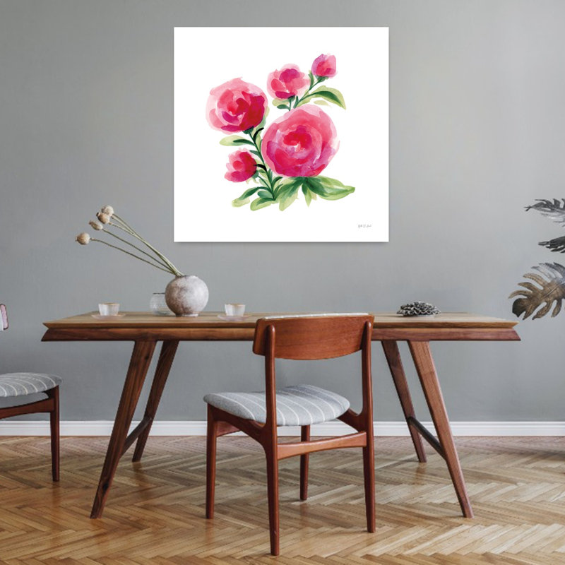 Art contemporain avec fleurs florales, H 32 po x l 32 po
