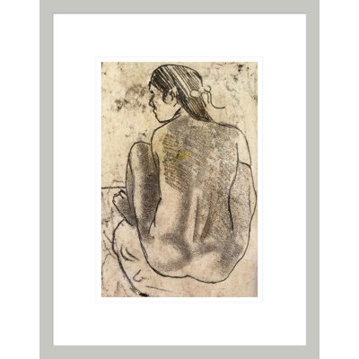 «Tahitian Nude Sired from the Back» par Paul Gauguin, impression giclée encadrée