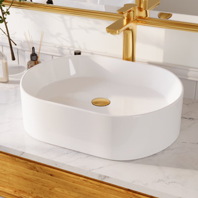 DeerValley 19.4" x 14.8" White Oval Vitreous China Vessel Bathroom Sink, Above Counter Basin