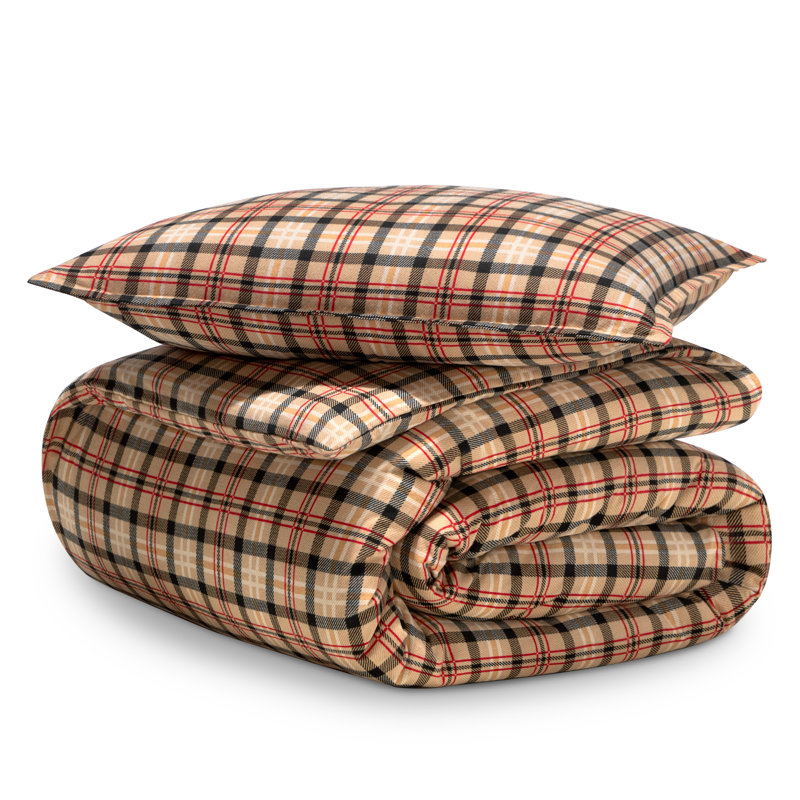 Flannel Duvet Cover and Sham Set, Twin/Twin XL Duvet Cover + 1 Standard Sham, Red Lodge Plaid