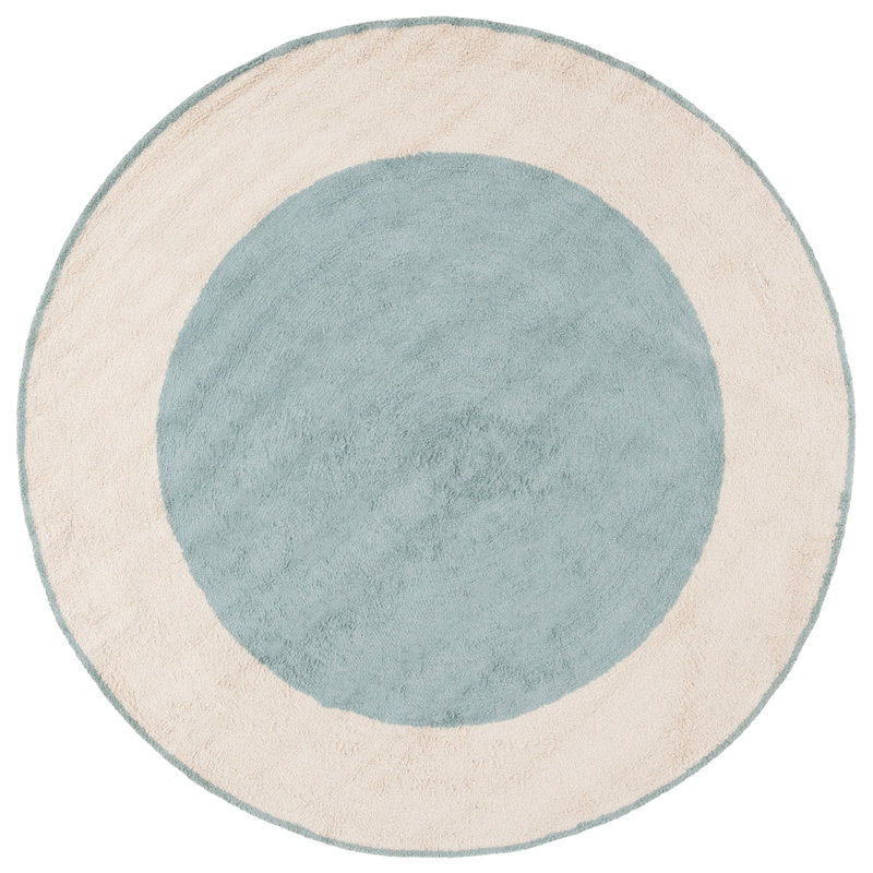 Edwill Handtufted Recycled Cotton Machine Washable Bordered Rug, Round 6'
