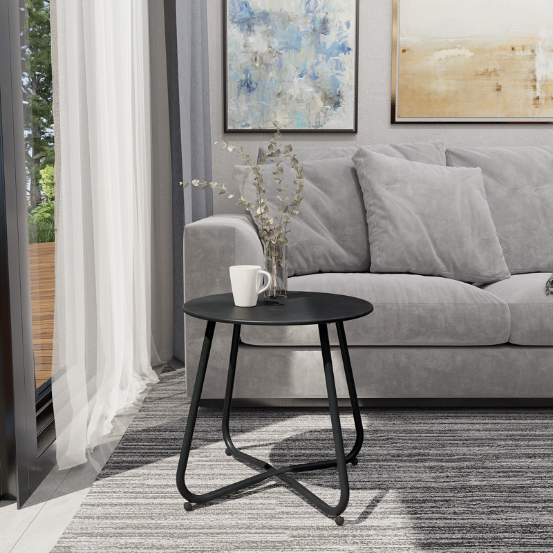 Mickelsen Steel Patio Side Table, Black