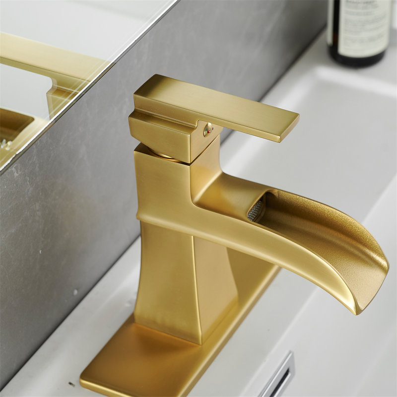 Single-handle Bathroom Faucet with Drain Assembly, Brushed Gold