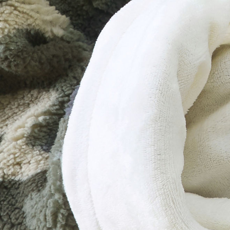 Green Sherpa Faux Fur Hooded Reversible Wearable Blanket