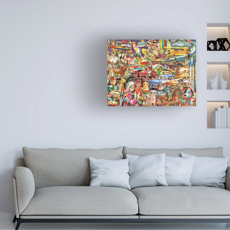 Art sur toile, jouets rétro Michael Michael, H 14 po x l 19 po