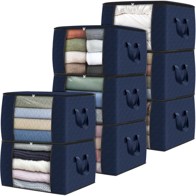 8 Pack Clothes Storage, Foldable Blanket Storage Bags, Storage Containers For Organizing Bedroom, Closet, Clothing, Comforter, Organization And Storage With Lids And Handle