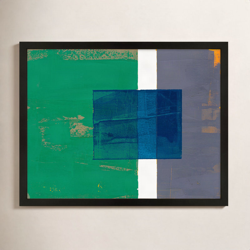 Bold in Blue 1 Framed Print by Andrea Stokes, 24" H x 30" W x 1.25" D, Black Framed